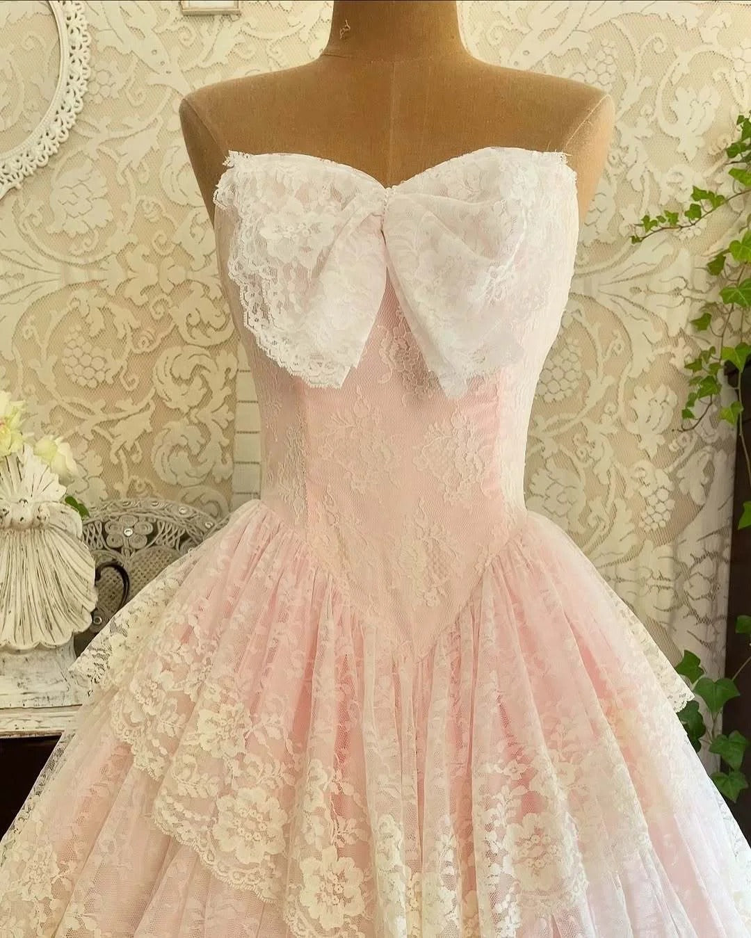 A Line Pink Prom Party Dresses Lace Tulle Unique Evening Dress   cg26047