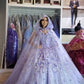 Blumen Quinceanera Kleider Off Schulter Ballkleid Puffy Spitze Stickerei Prinzessin Sweet 16 Mädchen cg24835
