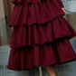 Burgundy Long Sleeves Prom Dress with Layered Skirt   cg7058