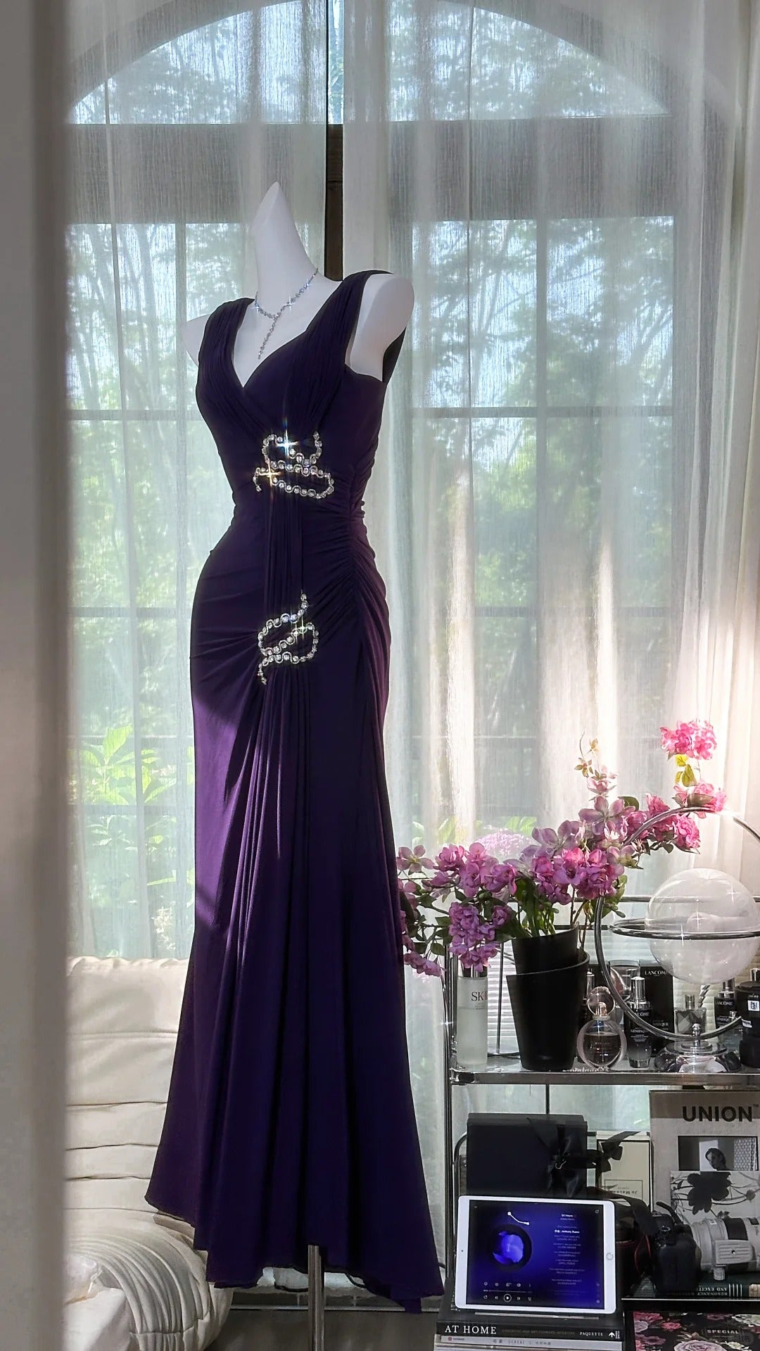 Purple Vintage Prom Party Dresses Unique Long Evening Dress   cg25962