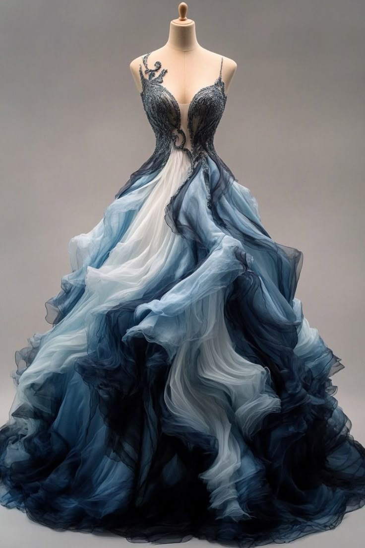 A-line ball gown ombre long dress, vintage formal dress      cg25436