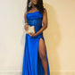 Royal Blue Long Prom Party Dresses Formal Evening Dress With Slit    cg25882