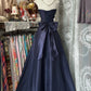 A Line Navy Blue Vintage Long Party Dress Evening Dress Prom Dresses     cg25749