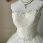 A Line White Tulle Strapless Wedding Dress Sleeveless Long Bridal Dress   cg25992