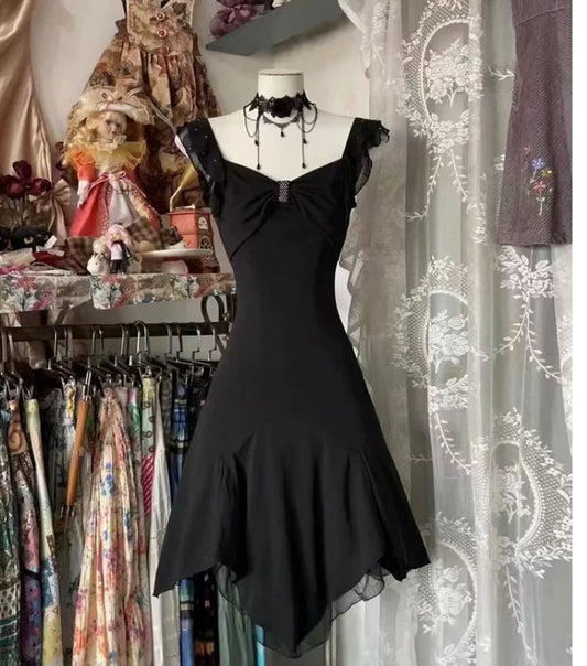 A Line Black Chiffon Short Party Dress Short Evening Dress      cg25558