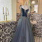 A Line Gray Tulle Princess Evening Dress for Girls Long Party Gowns    cg25782