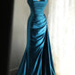 Blue Satin Simple Prom Party Dresses Unique Long Evening Dress   cg25944