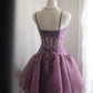 A Line Beaded Purple Short Party Dress Cocktail Dresses Homecoming Dress     cg25703