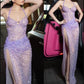 Lilac Sequin Formal Dress Evening Dress With Slit     cg25435