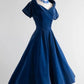 Blue Velvet Vintage Dresses Homecoming Dress Short Prom Dress Party Dress    cg26048