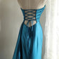 Blue Satin Simple Prom Party Dresses Unique Long Evening Dress   cg25944