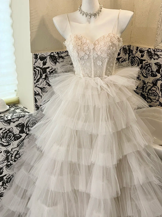 A Line Tulle Princess Evening Dress for Girls Long Party Gowns    cg25781