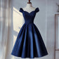 A-line Navy Vintage Homecoming Dresses Short Prom Dress Short Party Dress    cg25954