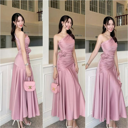 Pink One Shoulder Long Party Dress Evening Dress Prom Dresses     cg25680