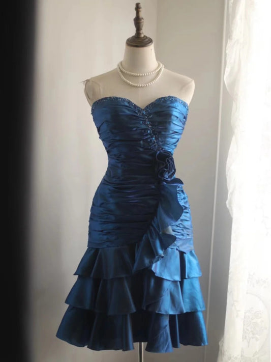 Blue Vintage Short Party Dress Cocktail Dresses Homecoming Dress     cg25760