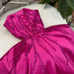 A Line Hot Pink Satin Sequin Long Party Dress Evening Dress Prom Dresses     cg25679