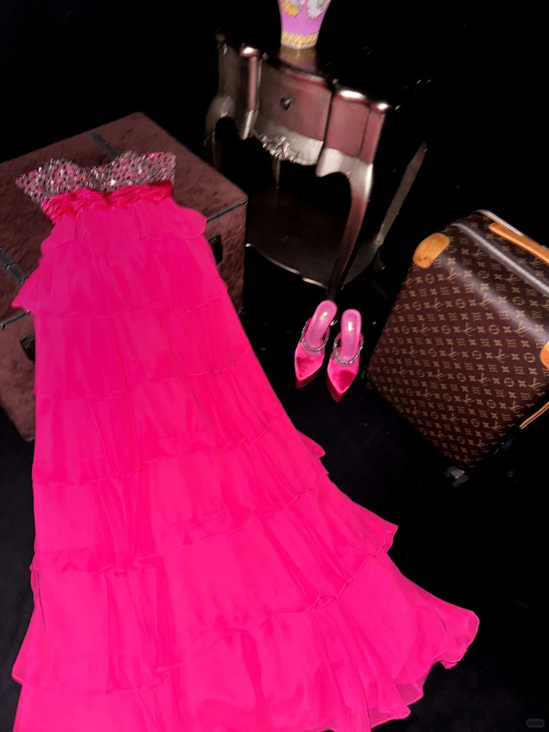 A Line Vintage Strapless Long Prom Party Dresses Unique Evening Dress   cg26072