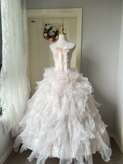 A Line Pink Prom Party Dresses Unique Long Evening Dress Vintage Princess Dress   cg25986