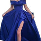 Off the shoulder royal blue prom dress    cg20344