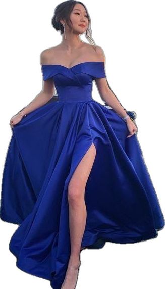 Off the shoulder royal blue prom dress    cg20344