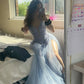 A Line Tulle Long Light Sky Blue Prom Party Dresses Unique Evening Dress   cg26057