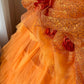 A Line Orange Prom Party Dresses Unique Long Evening Dress Vintage Princess Dress   cg25991