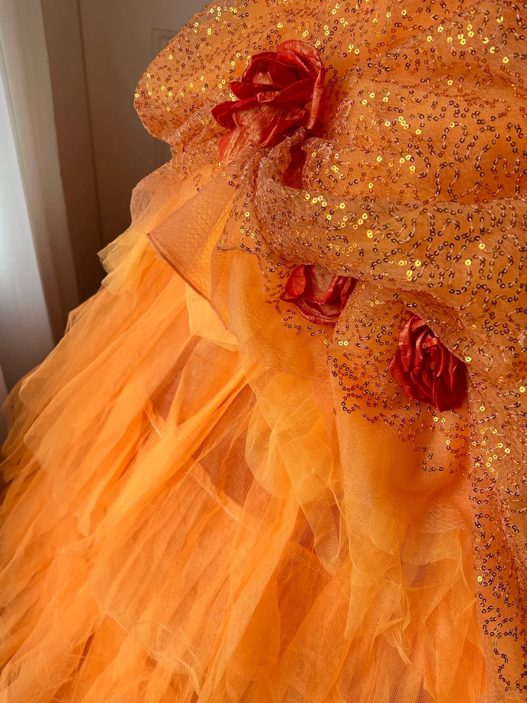 A Line Orange Prom Party Dresses Unique Long Evening Dress Vintage Princess Dress   cg25991