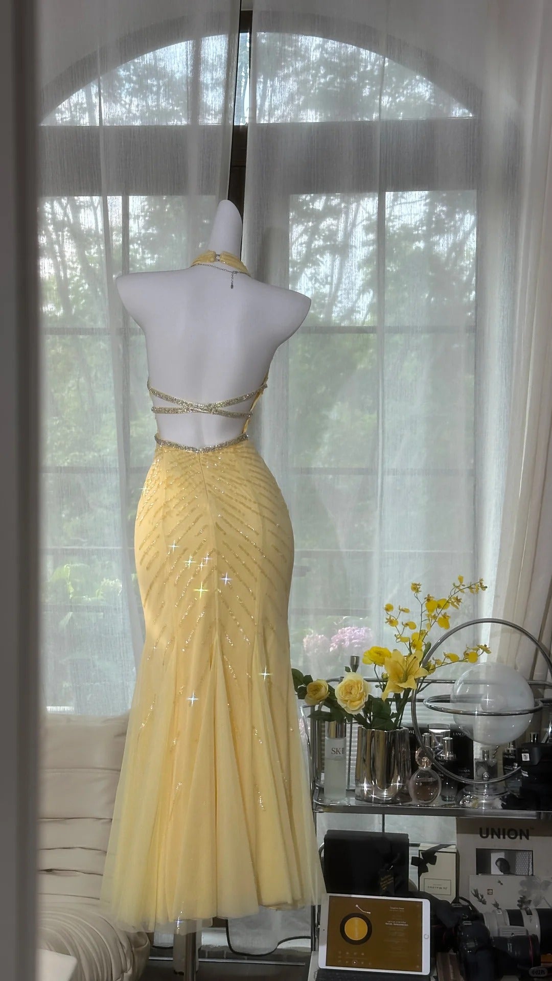 Yellow Prom Party Dresses Unique Evening Dress Vintage Princess Dress   cg26031
