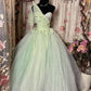 A Line Long Ball Gown Quinceanera Dress Unique Green Long Evening Dress    cg25547