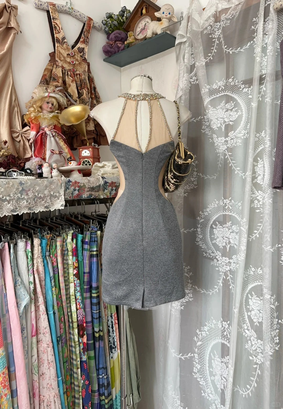 Gray Short Party Dress Cocktail Dresses Homecoming Dress     cg25690