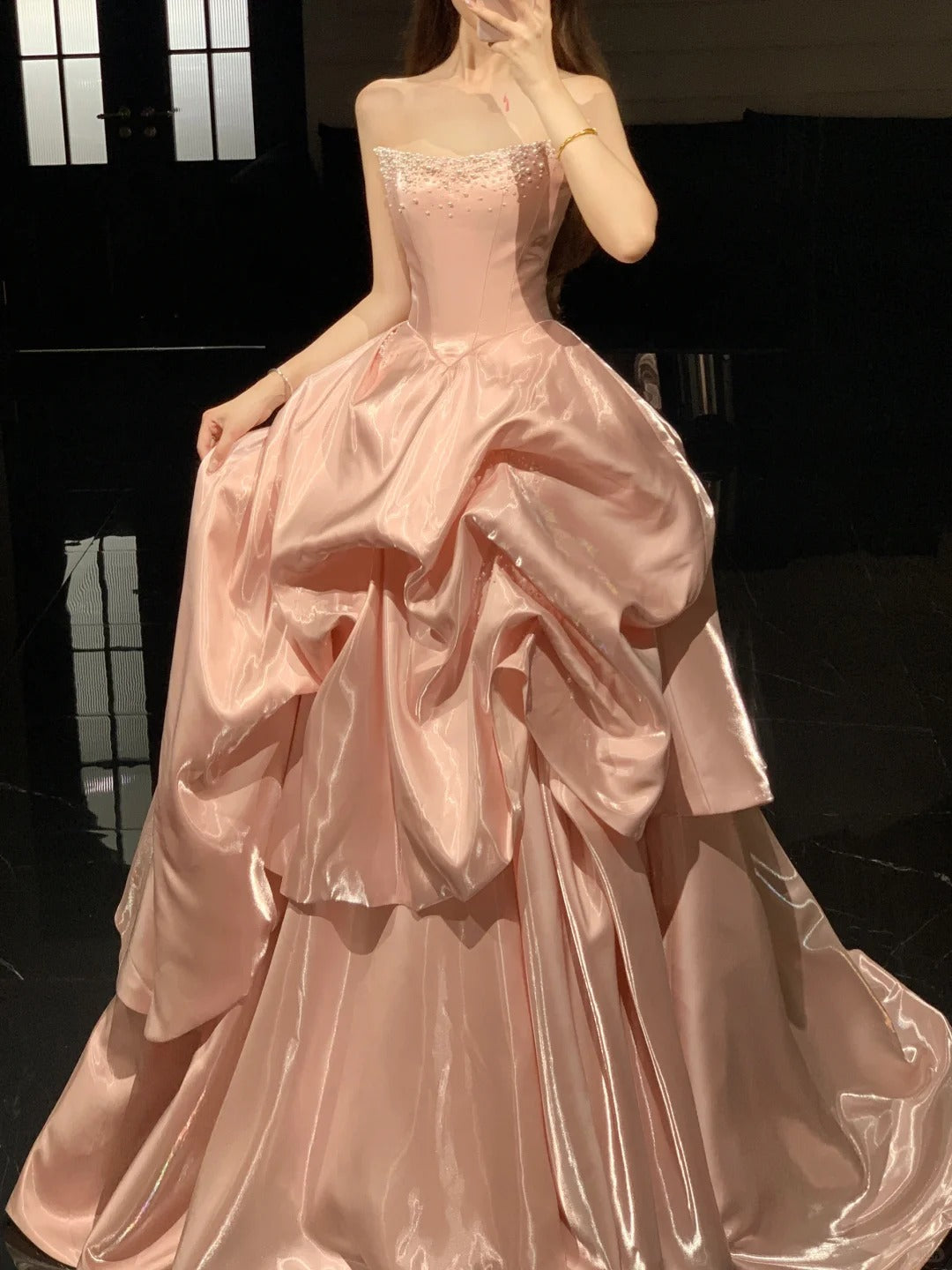 A Line Pink Long Prom Party Dresses Formal Evening Dress   cg25889