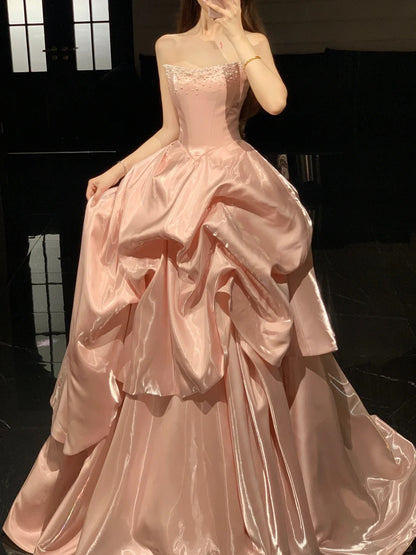 A Line Pink Long Prom Party Dresses Formal Evening Dress   cg25889