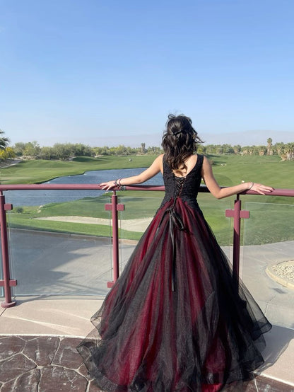 A Line Tulle Prom Party Dresses Unique Evening Dress   cg25912