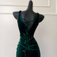 Green Velvet Vintage Evening Dresses,Sleeveless Party Gowns  cg25488