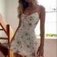 New Arrival Spaghetti Straps Floral Print Homecoming Dress Short Party Dress    cg25996