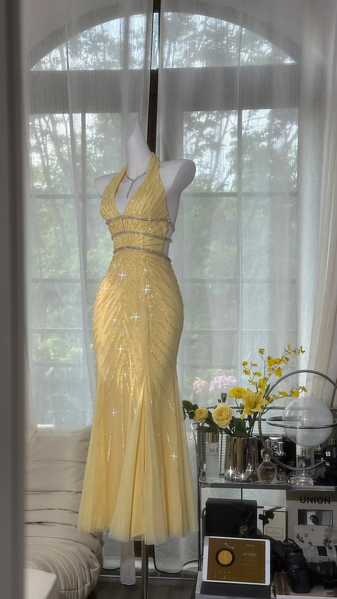 Yellow Prom Party Dresses Unique Evening Dress Vintage Princess Dress   cg26031