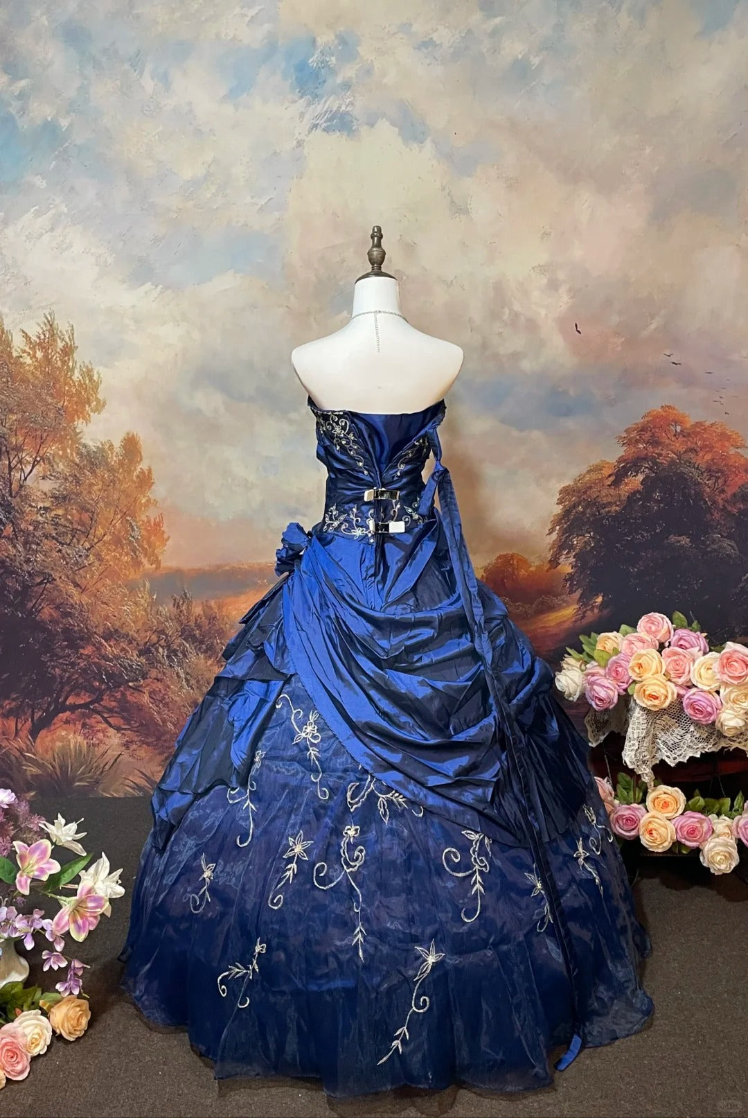 A Line Royal Blue Strapless Ball Gown Quinceanera Dress Unique Evening Dress    cg25566