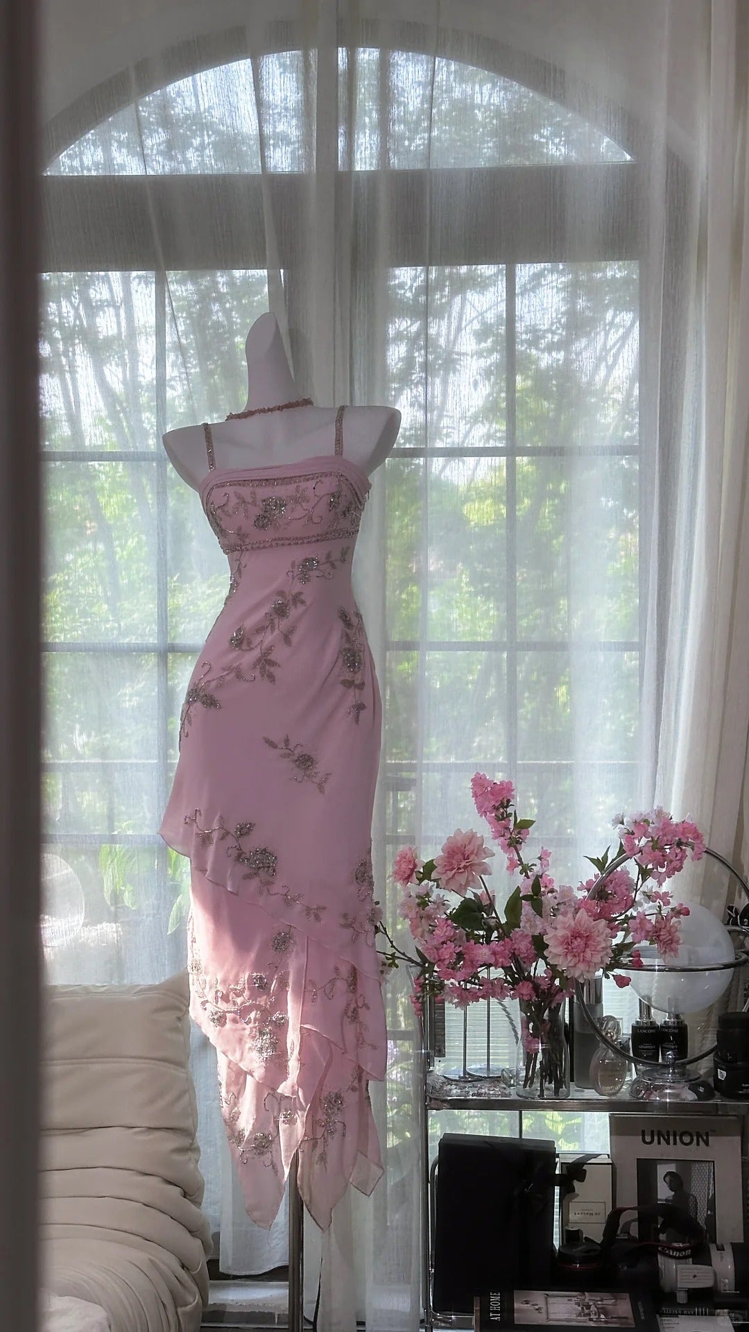 Pink Vintage Dresses, Long Evening Dress    cg25980