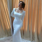 Mermaid White Square Neck Wedding Dress Long Bridal Dress   cg26023