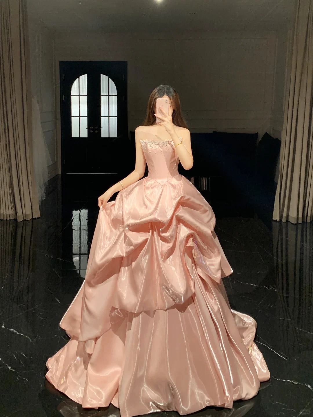 A Line Pink Long Prom Party Dresses Formal Evening Dress   cg25889