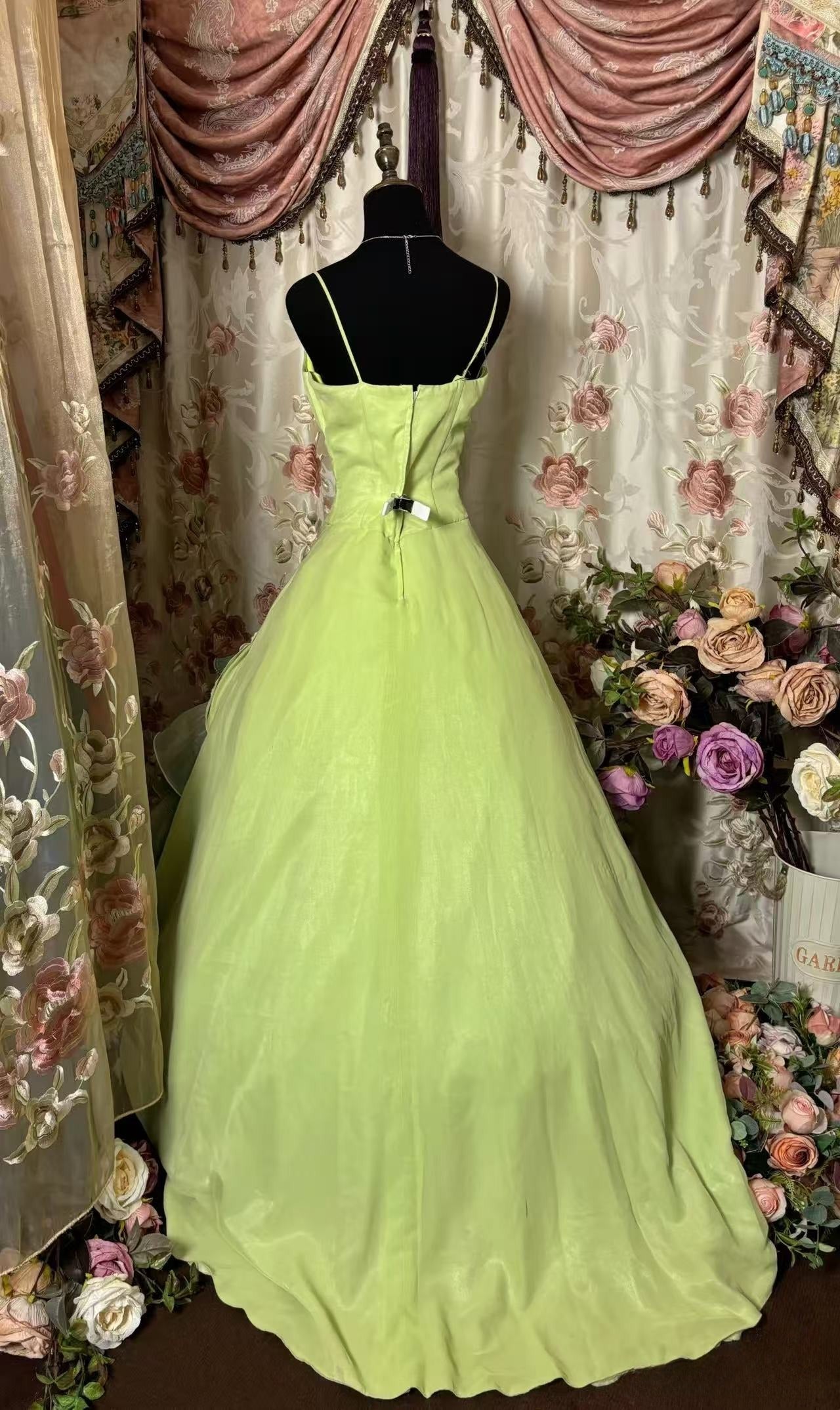 A Line Green Vintage Prom Party Dresses Unique Long Evening Dress   cg25914