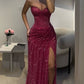 Glitter Mermaid Prom Dresses, Sleeveless Sweetheart Neckline Evening Dress, Long Split Formal Dress    cg25952