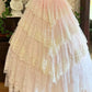 A Line Pink Prom Party Dresses Lace Tulle Unique Evening Dress   cg26047