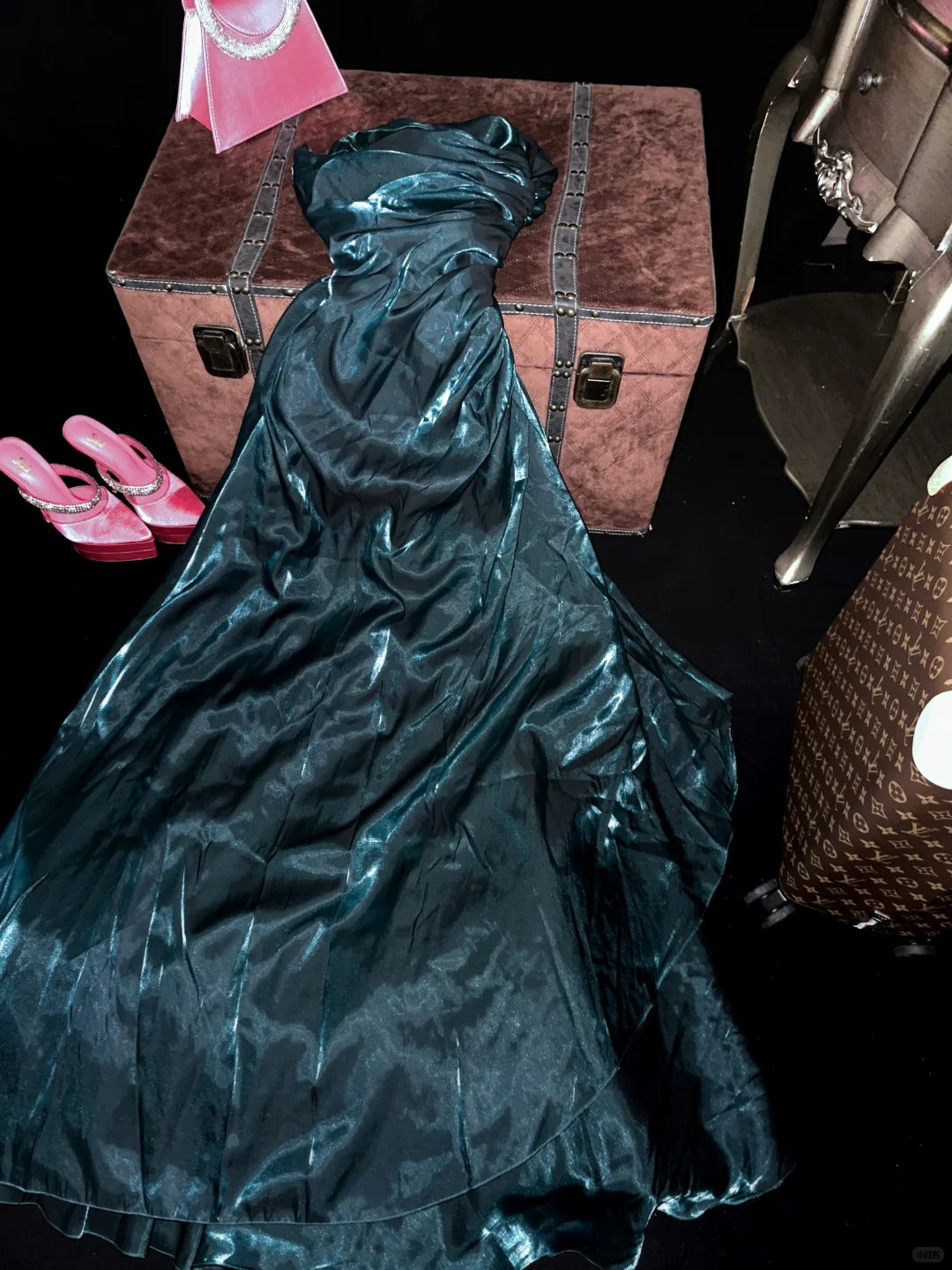 A Line Vintage Strapless Long Prom Party Dresses Unique Evening Dress   cg26070