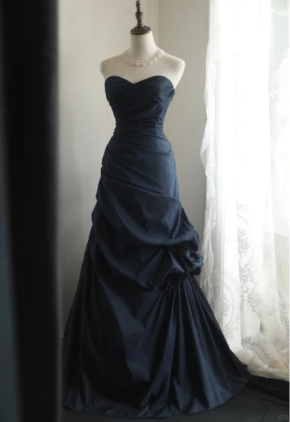 Sweetheart Navy Blue Prom Party Dresses Unique Long Evening Dress   cg25938