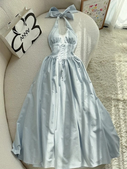 Long A Line Vintage Halter Party Dress Evening Dress Prom Dresses     cg25757