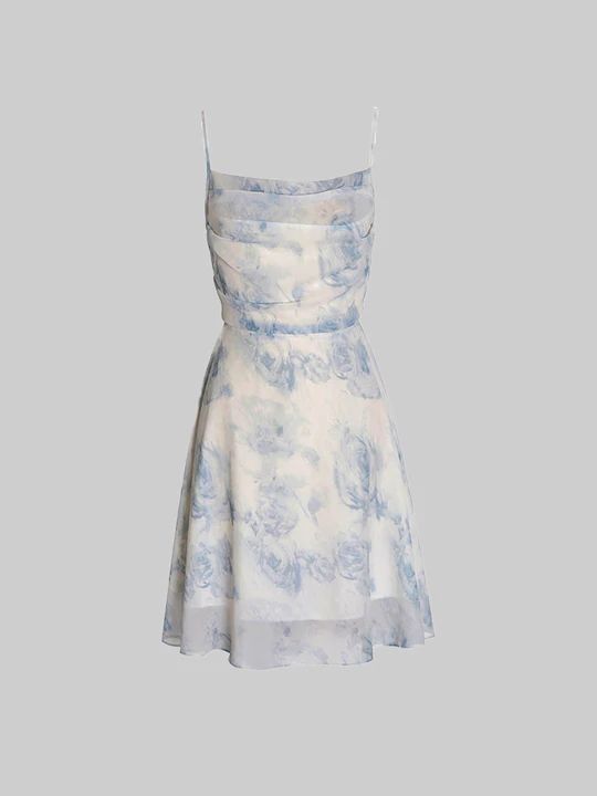 Chiffon Printed Dress Short Prom Dress Party Dress    cg26061