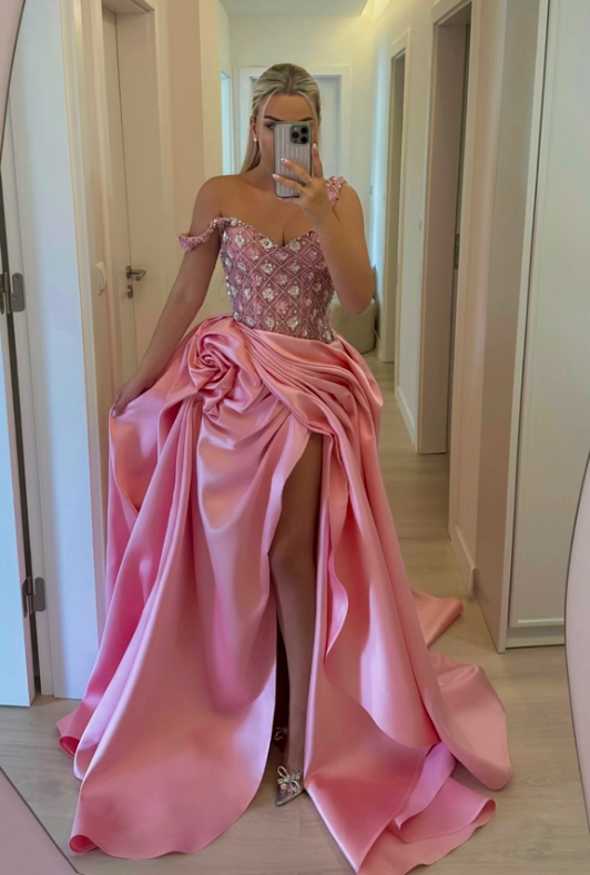 Pink Elegant Evening Dresses, Sleeveless Party Prom Dress, Formal Dress    cg25468