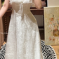 White Lace Classy Wedding Dress With Short Sleeves Retro A Line Prom Gowns    cg26310