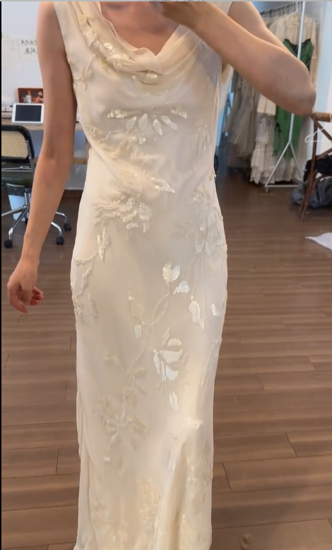 Vintage Ivory Prom Party Dress Evening Dress Birthday Outfit cg26361